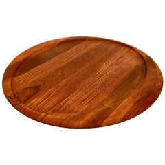 Danish Modern Solid Teak Round Tray by Digsmed