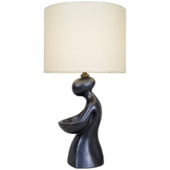 Late 20th century Anthropomorphism Black Satin Ceramic Table Lamp