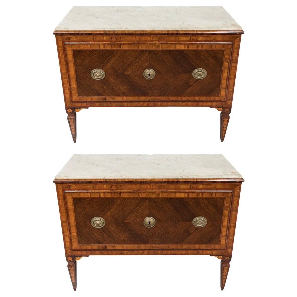 Pair of 18th Century Genovese, Marble-Top Commodes