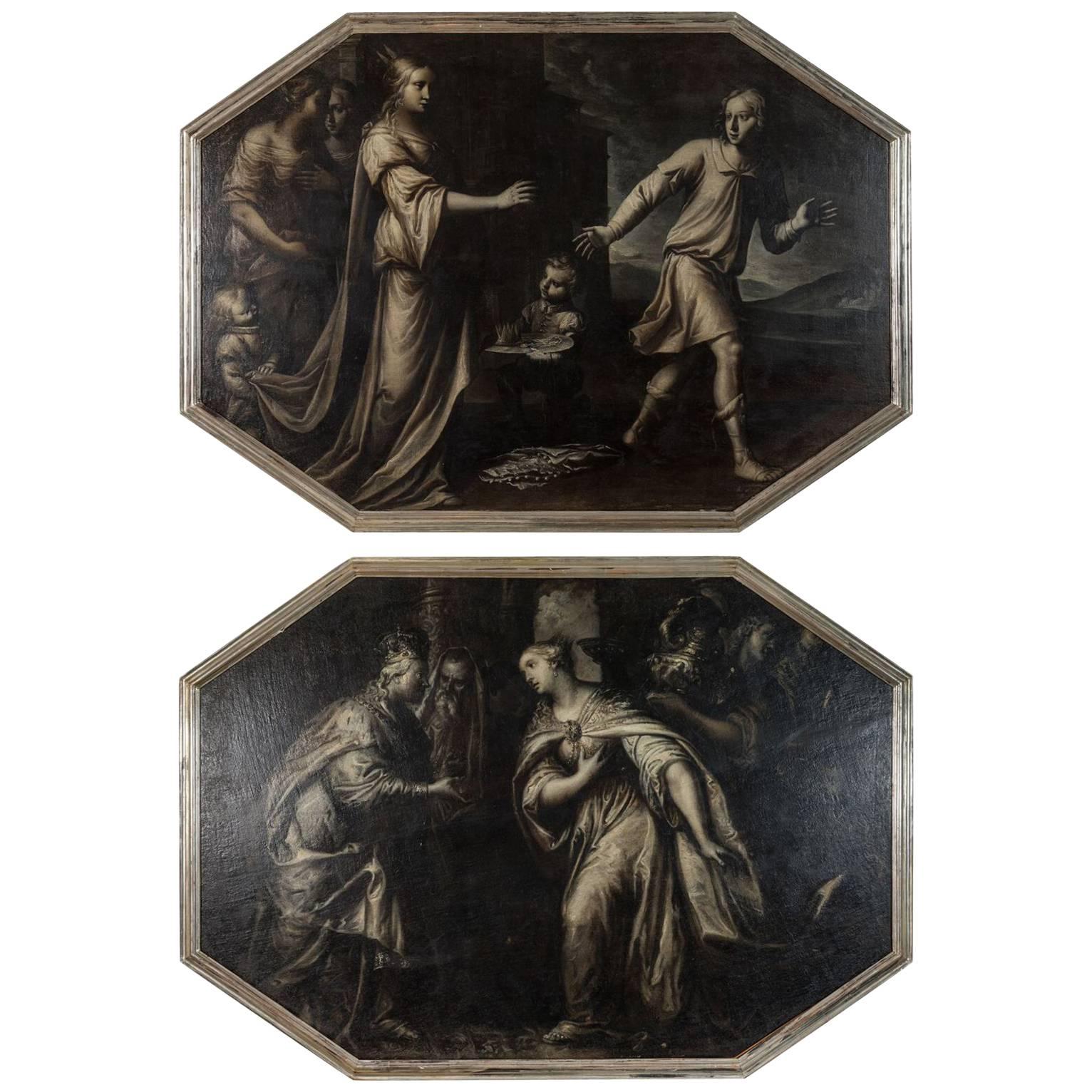 Rare, 18th Century, Grisaille Diptych