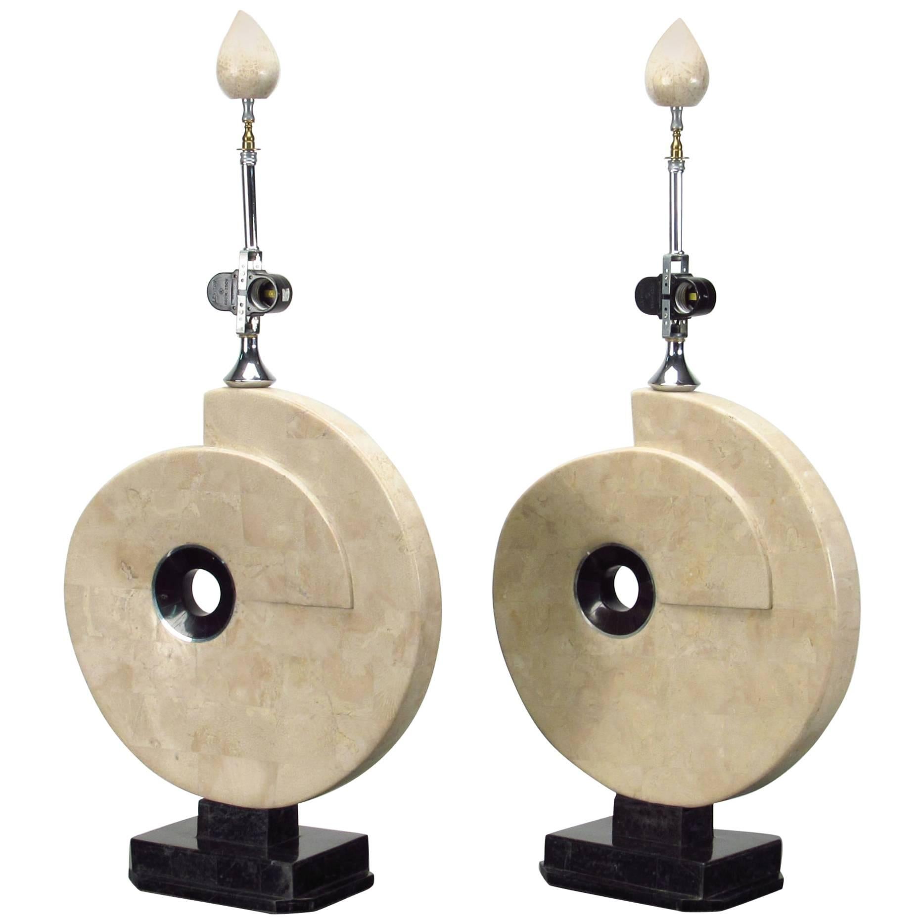Modern 1980s Stone Nautilus Shell Lamps  For Sale