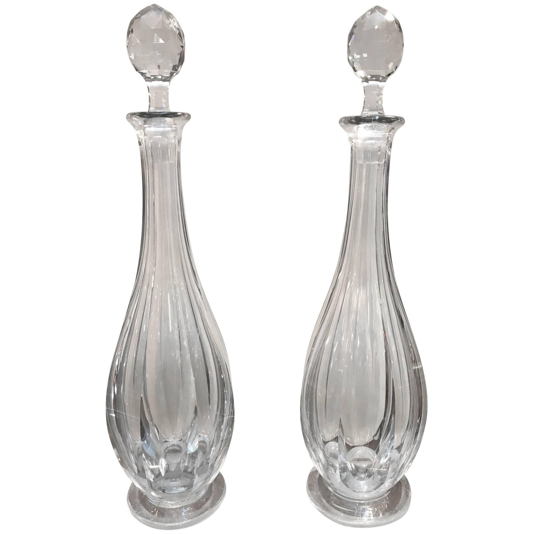 Pair of Exceptional 19th Century English Tall Glass Decanters