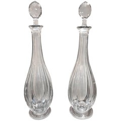 Pair of Exceptional 19th Century English Tall Glass Decanters