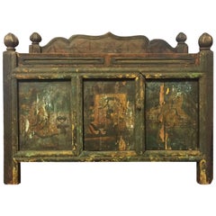 Original Antique Tibetan Chest, Hand-Painted