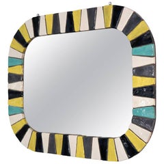 Vintage Italian Ceramic Tile Mirror