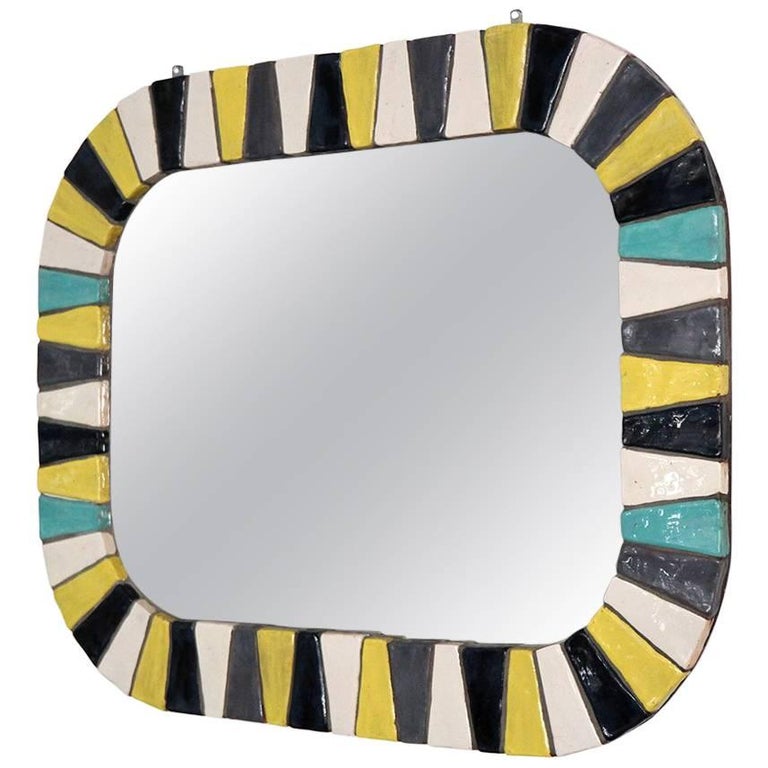 Italian Ceramic Tile Mirror at 1stDibs