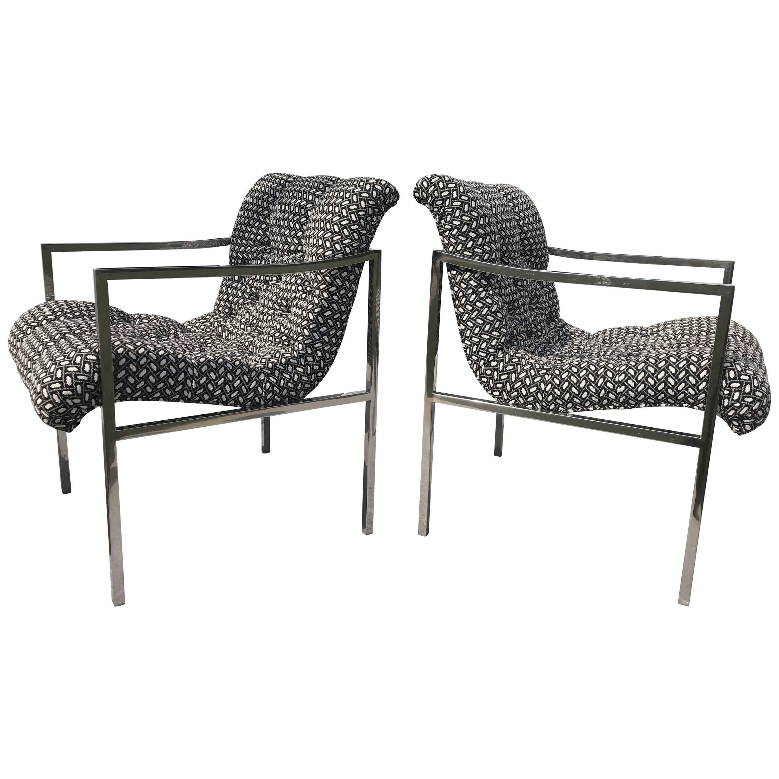 Stow & Davis Scoop Chairs in a Black and White Uphlstery