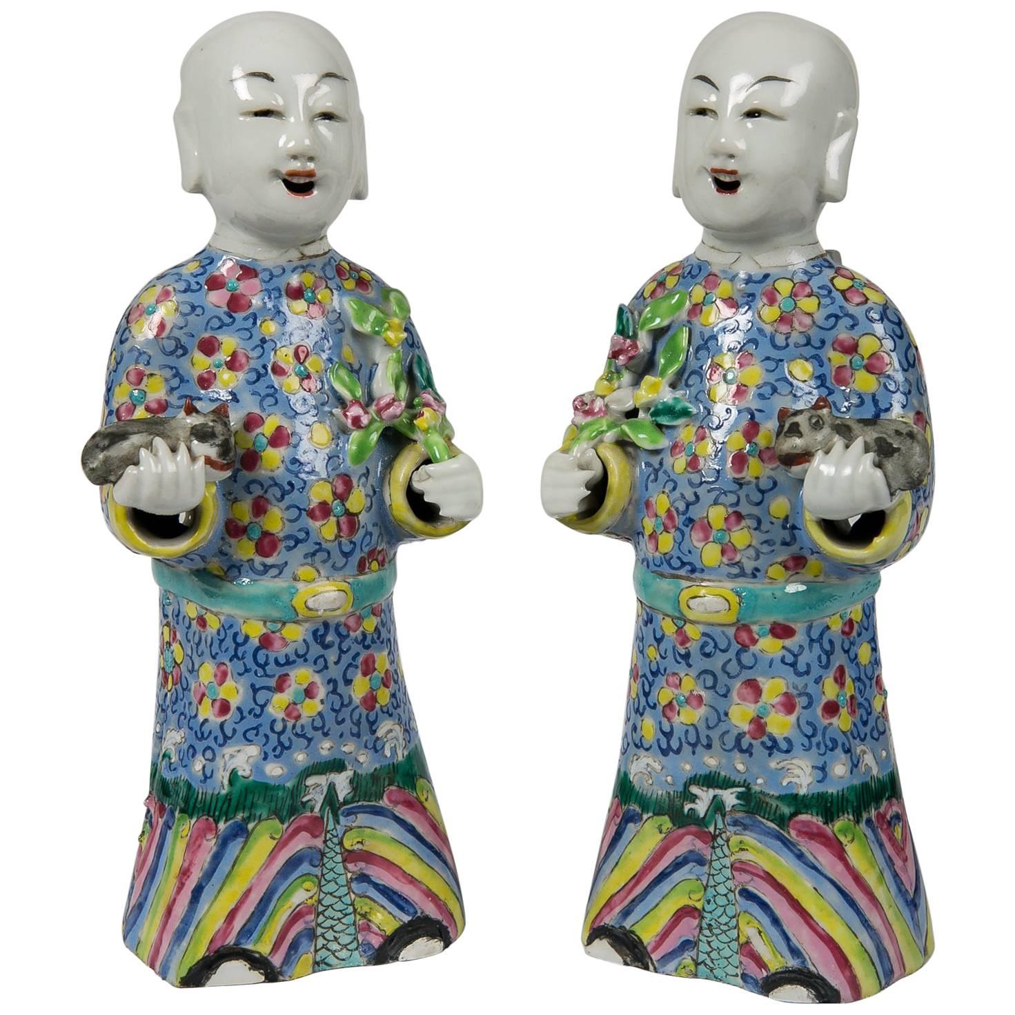 Pair of Chinese Porcelain Figures of Court Ladies