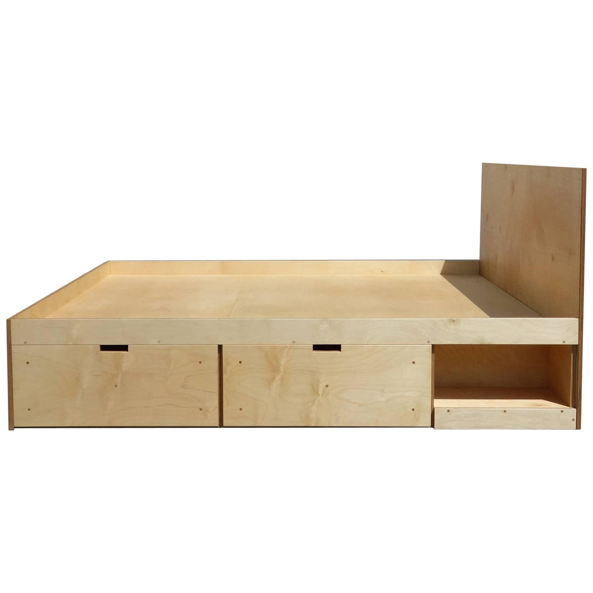 Waka Waka Contemporary Plywood Box Bed with Storage For Sale