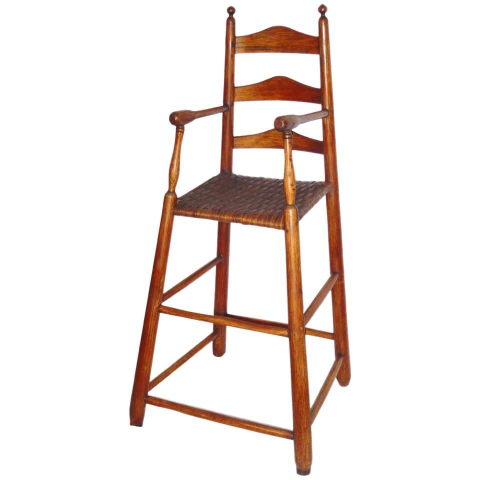 Fantastic 19th Century Childs Ladderback Height Chair from New England For Sale