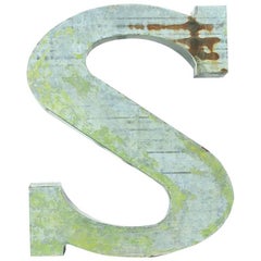 Large Metal S Letter Sign, Czechoslovakian Factory Sign, circa 1960