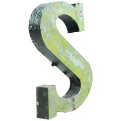 Metal Industrial Letter S Sign, Czechoslovakia, circa 1960