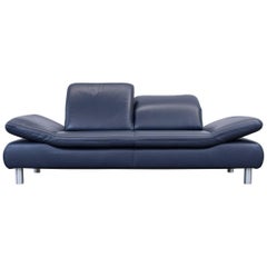 Koinor Rossini Designer Sofa Leather Blue Three-Seat Function Modern