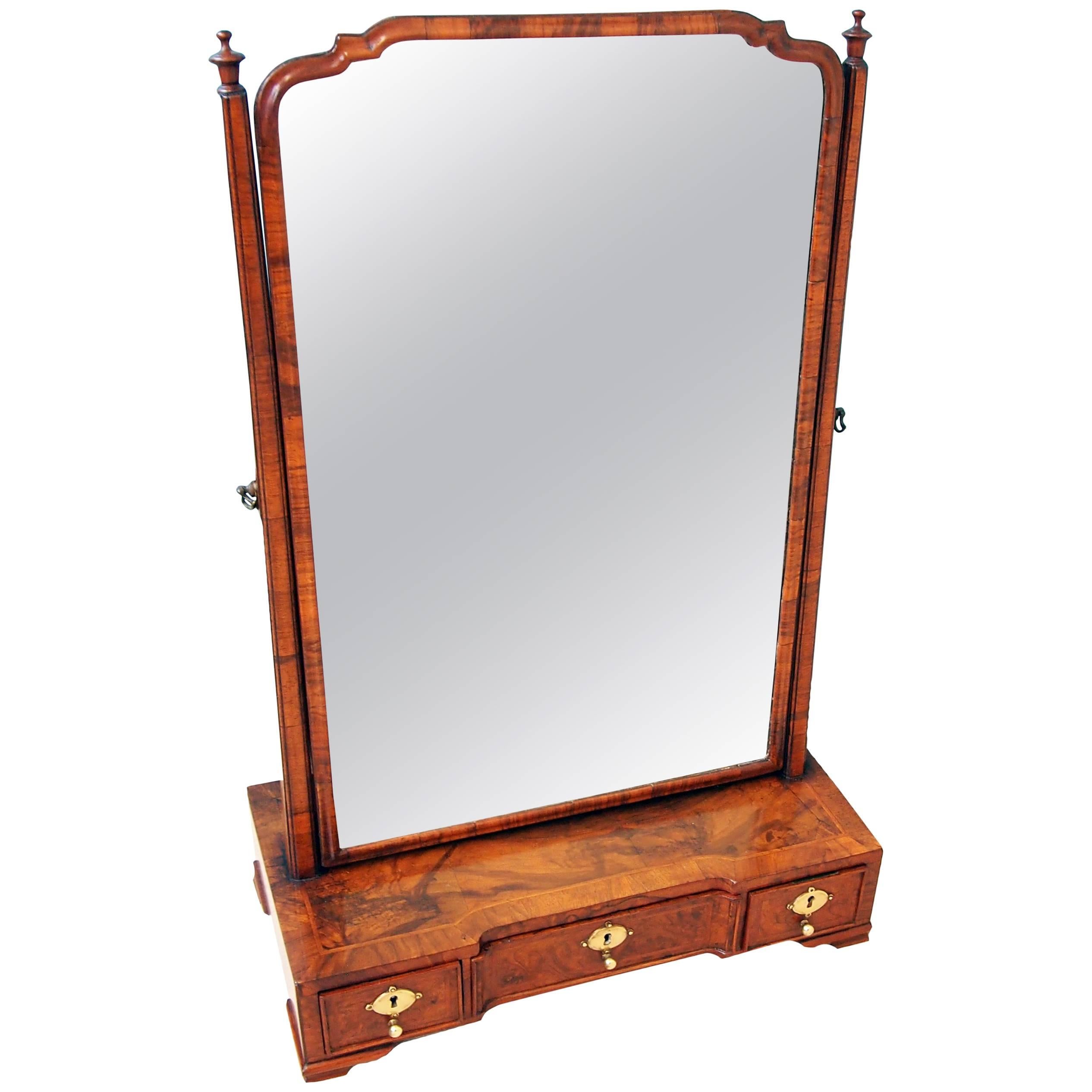Antique 18th Century Walnut Dressing Table Mirror