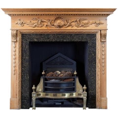 20th Century Georgian Style Carved Antique Pine Fire Surround