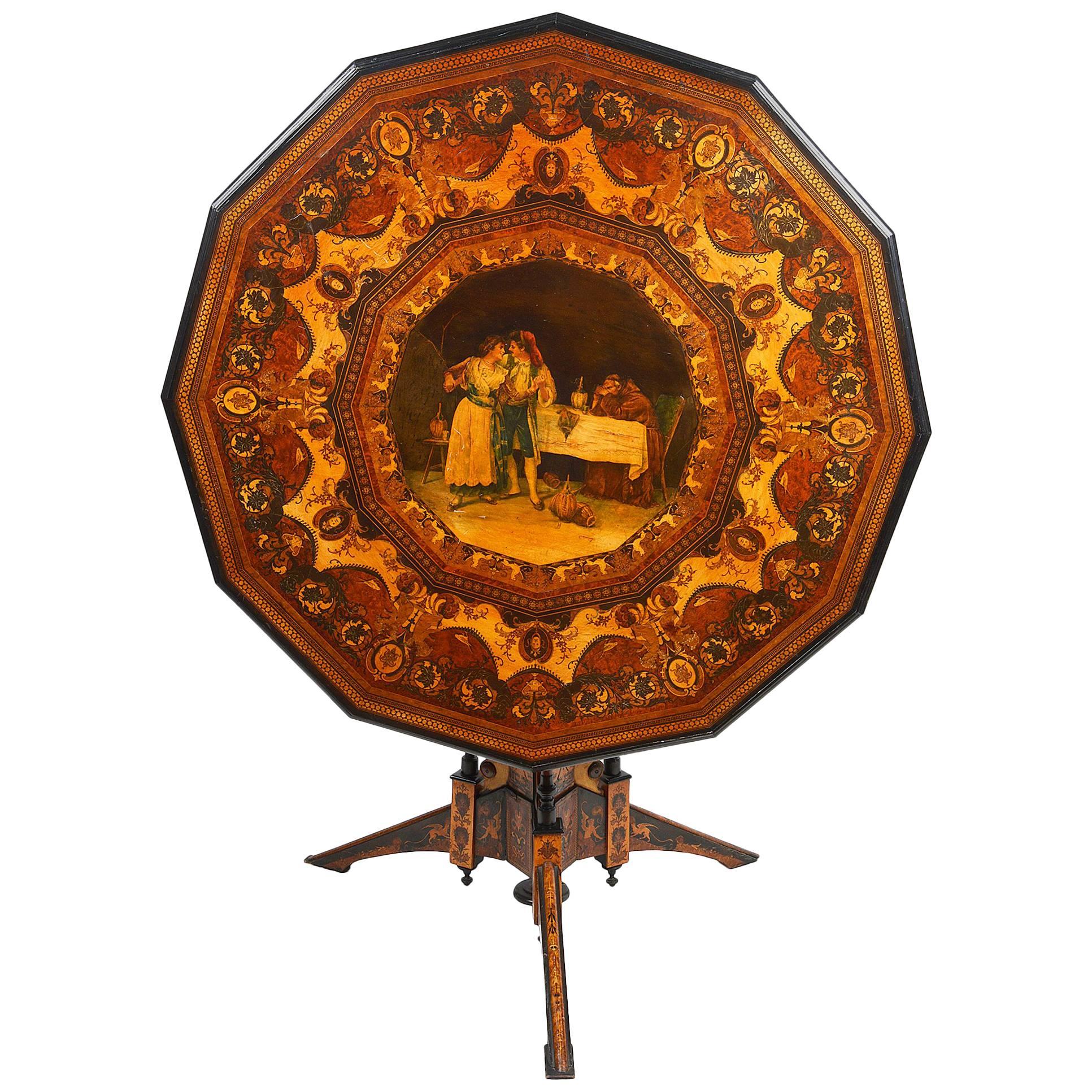 Rare table Sorrento incrustée du 19ème siècle par Almerico Gargiulo en vente