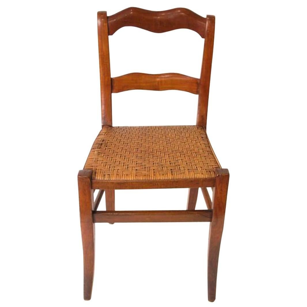 Chair 19th Century French Fruitwood Weave Seat For Sale
