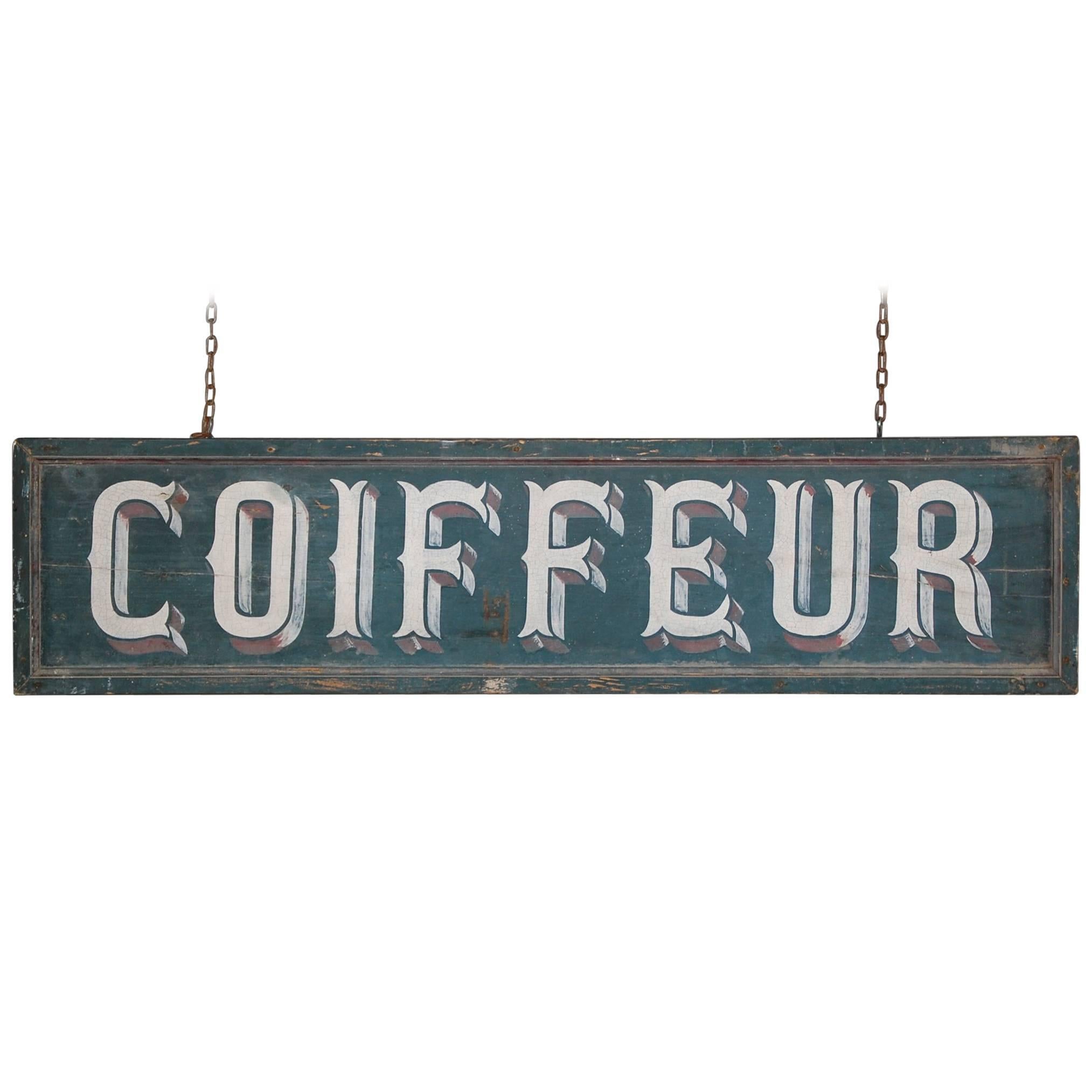 20th Century French Hairdresser or Coiffeur Trade Sign