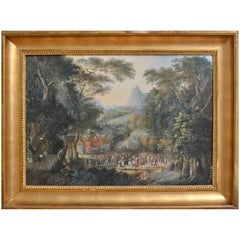 Landscape with Villagers Greeting Soldiers by Axel Fredrik Cederholm