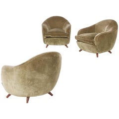 Set of Three Italian Armchairs with Curved Backs 5