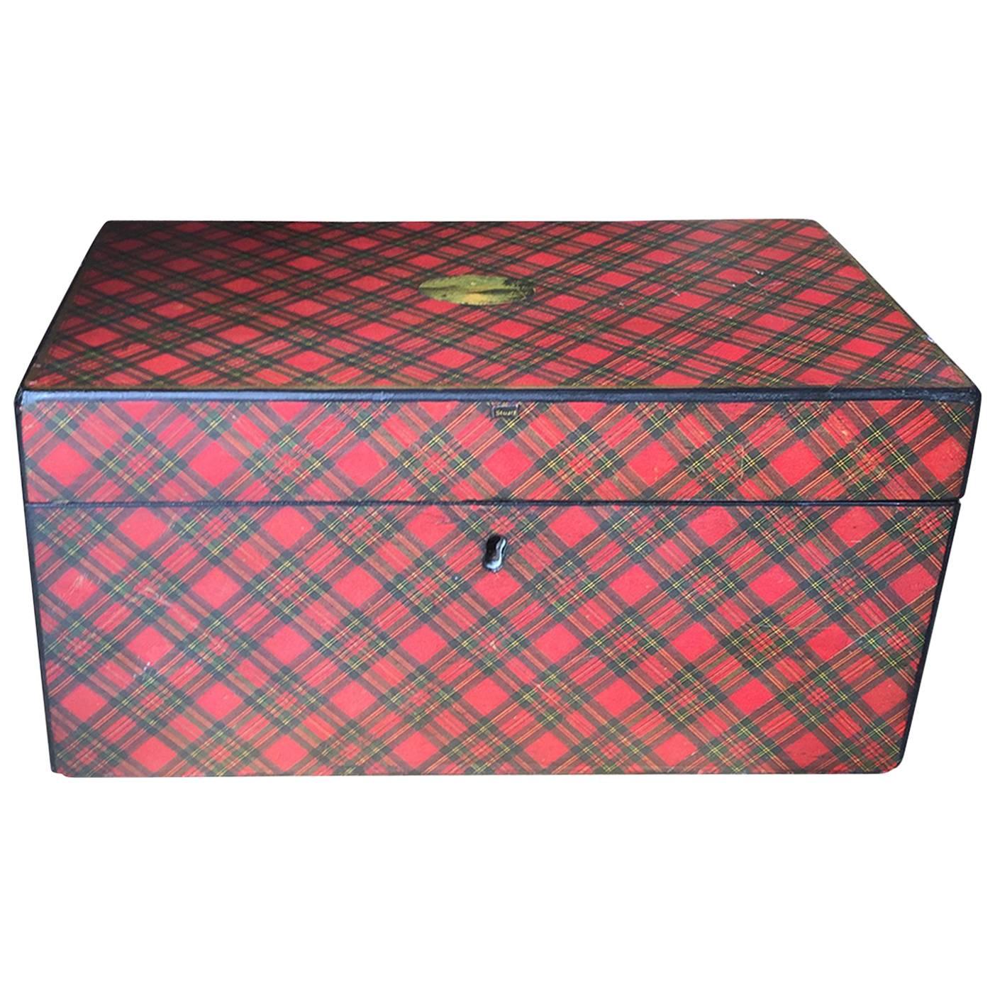 Large 19th Century Scottish Red Tartan Box