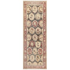 Wide Hallway Gallery Size Black Antique Caucasian Karabagh Rug