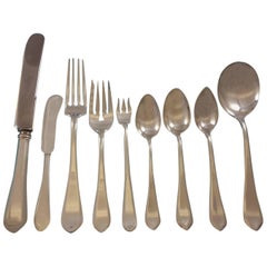 Used Old London Plain by Gorham Sterling Silver Flatware Set for 12 Service 125 Pcs
