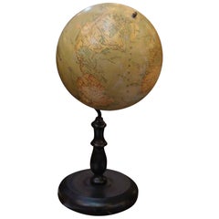 1880s Obraz Zemekoule Terrestrial World Globe with a Wooden Base