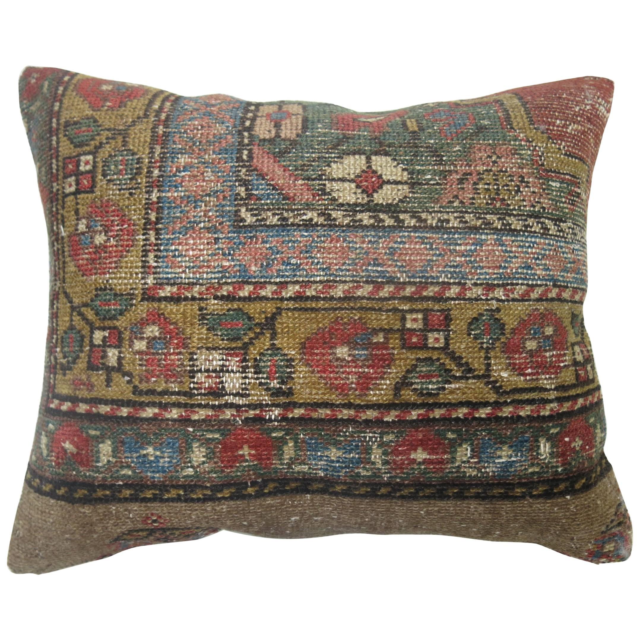 Persian Serab Border Rug Pillow For Sale