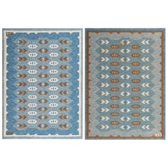 Vintage Swedish Double-Sided Rug. Size: 4 ft 8 in x 6 ft 3 in (1.42 m x 1.9 m)