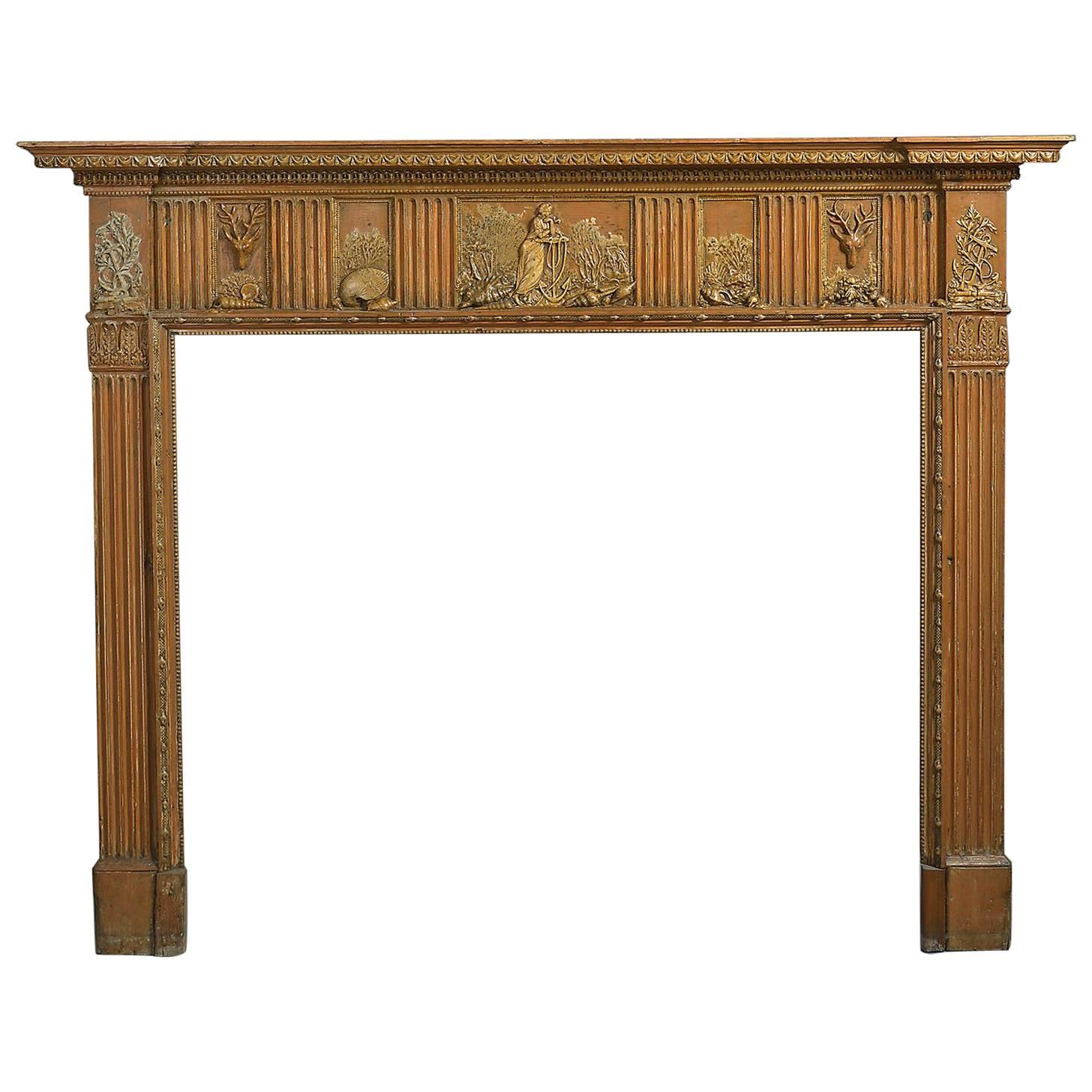 Fine 18th Century George III Pine and Gesso Chimneypiece or Fireplace