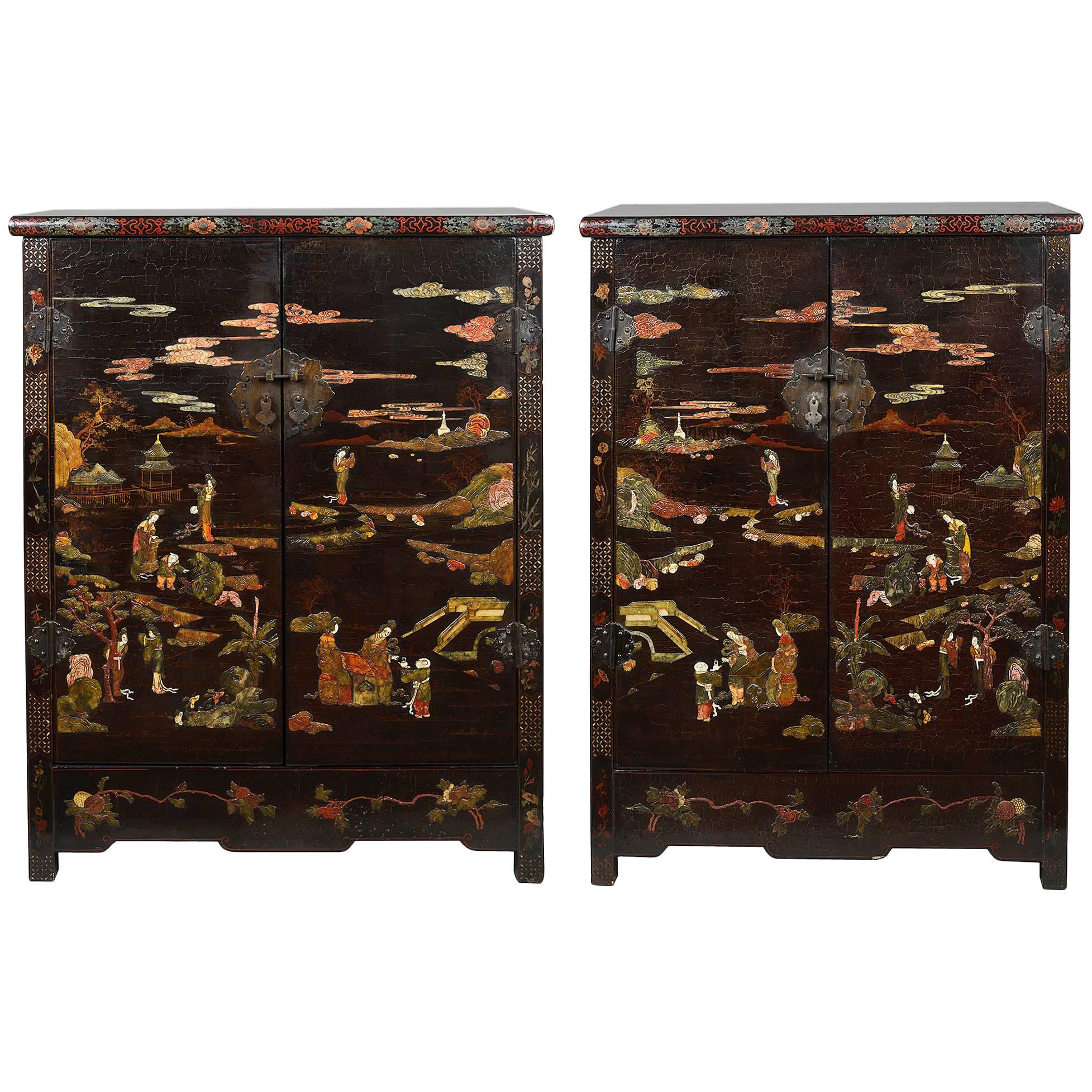 Pair of Regency Period Chinese Coromandel Lacquer Cabinets