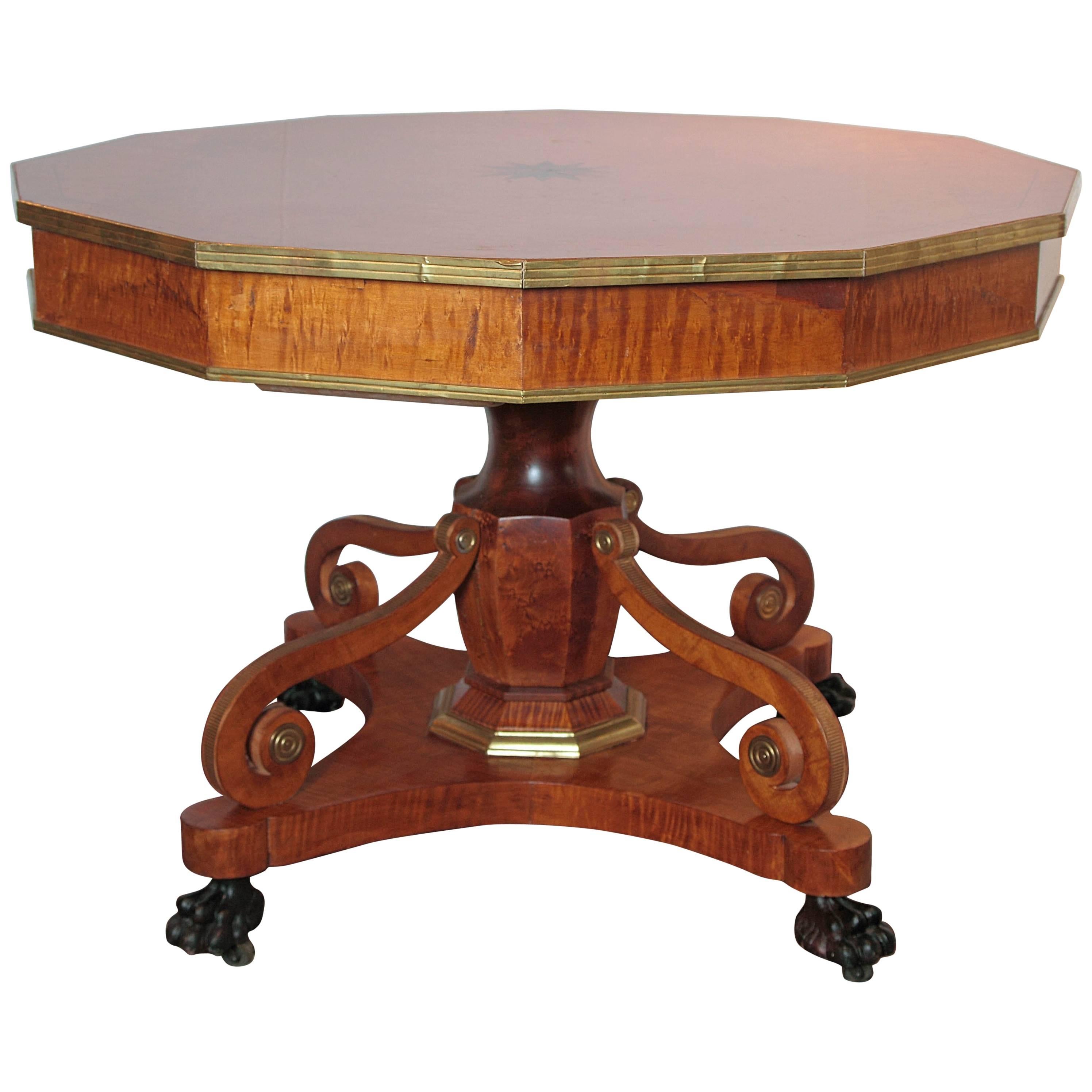 19th Century Biedermeier and Brass Inlayed Center Table