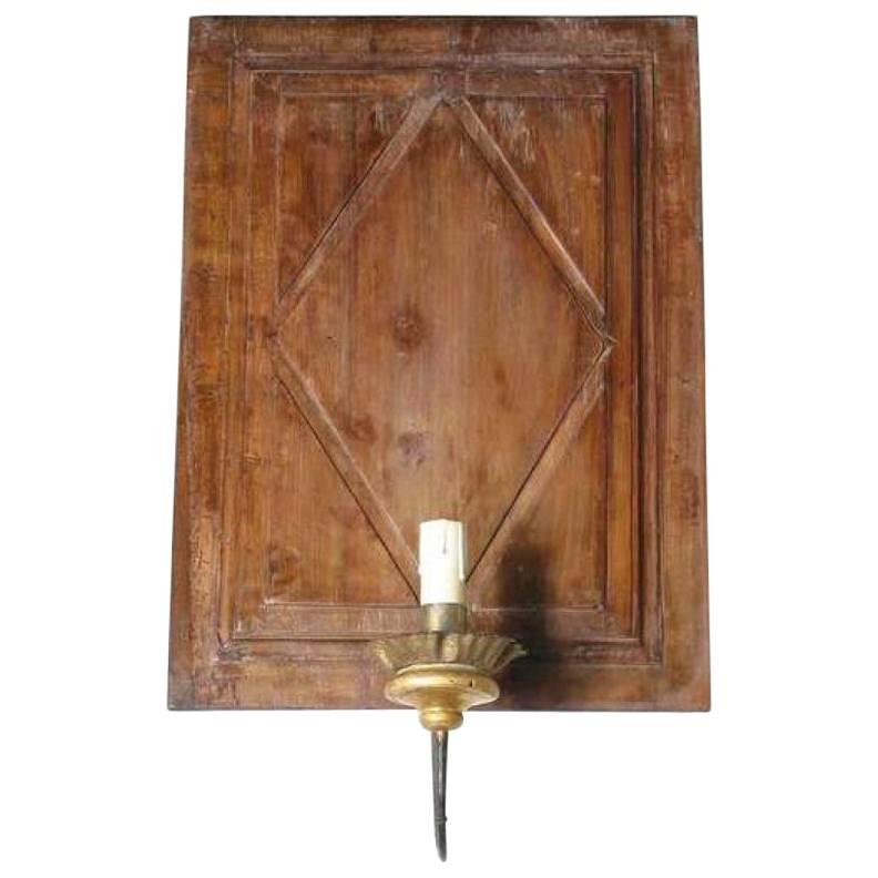 Sconce 19th Century Wood Panel Made Into Lighting Rewired American