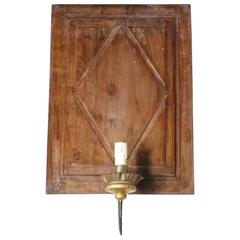 19th Century Wood Panel Made Into Sconce Rewired American 12