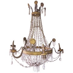 Antique 18th Century Italian Empire Crystal Chandelier