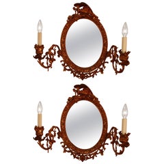 Pair of Gilded Bronze Mirror Wall Sconces