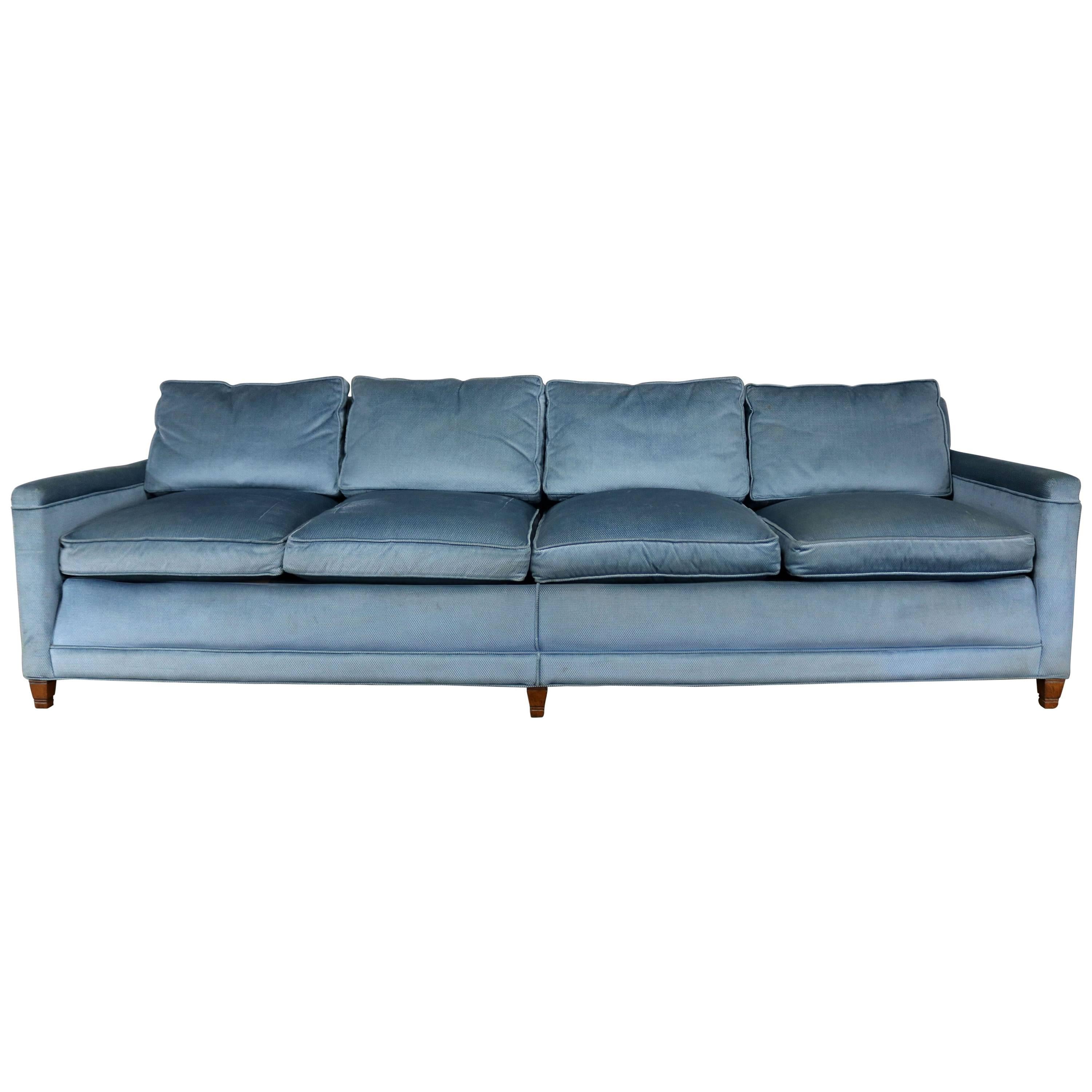 Powder Blue Lawson Style Four Cushion Sofa Vintage, Mid-Century Modern