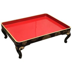Japanese Taisho Red and Black Lacquer Maki-e Decorated Presentation Tray