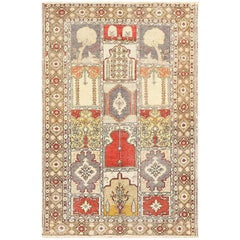 Family Prayer Antique Turkish Ghiordes Rug