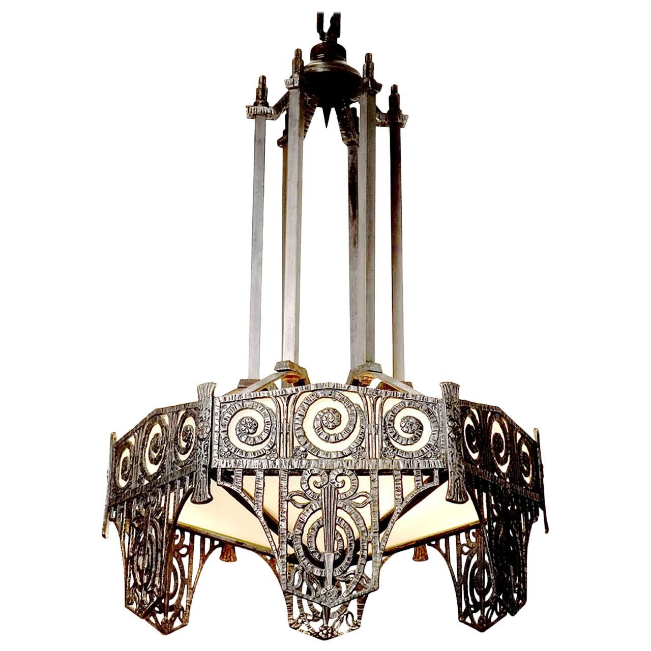Pair of Highly Detailed French Art Deco Chandelier