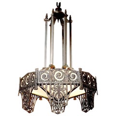Pair of Highly Detailed French Art Deco Chandelier