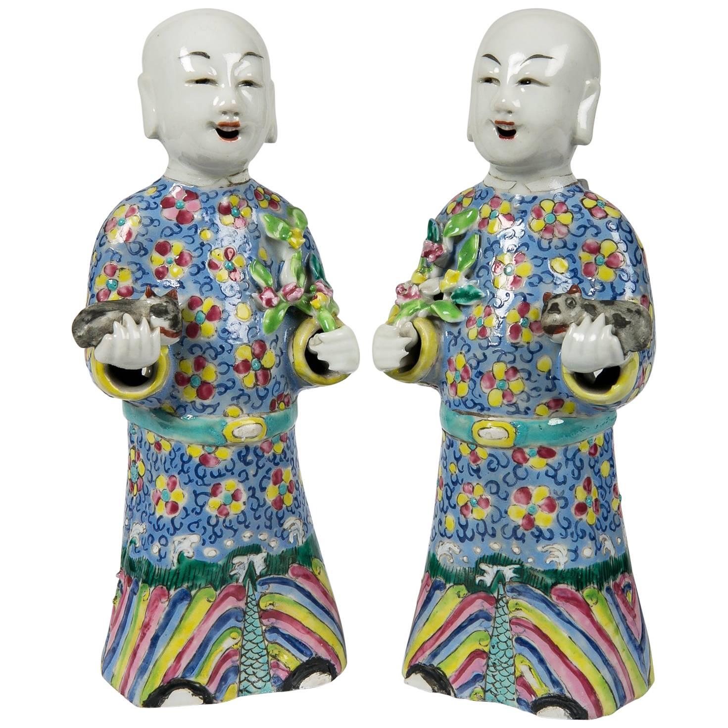 Pair of Chinese Porcelain Figures of Court Ladies