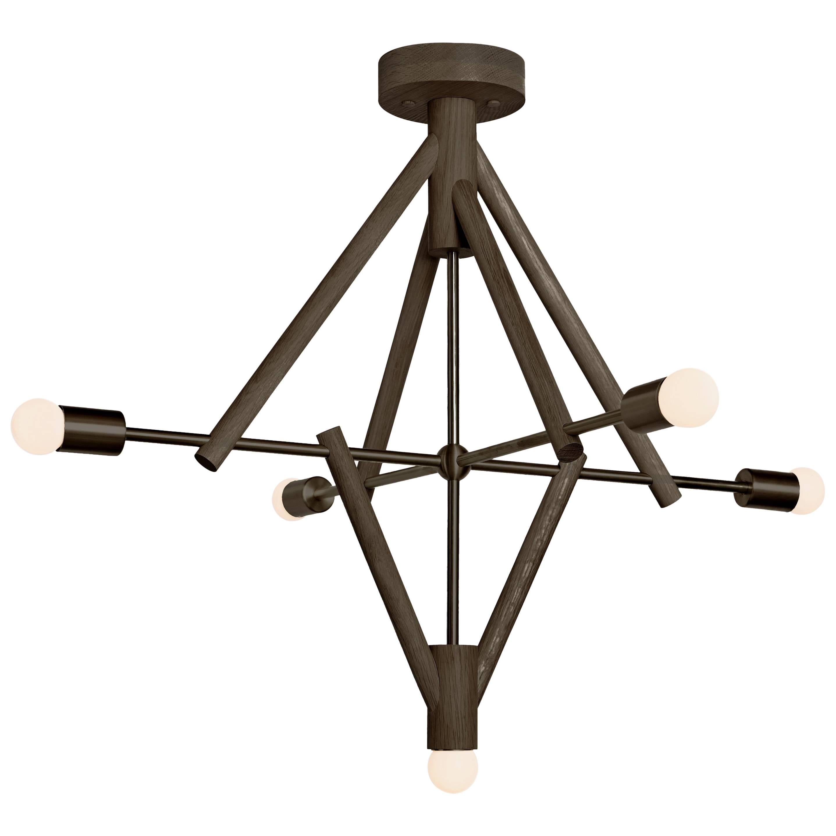 Workstead Lodge Chandelier Five in Oxidized Ash and Blackened Steel