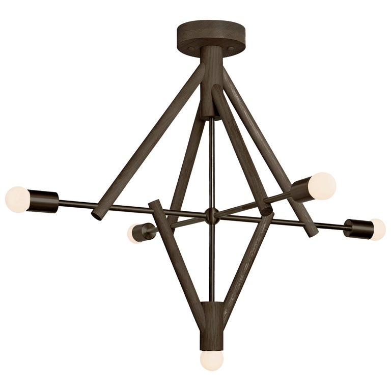 Workstead Lodge Chandelier Five in Oxidized Ash and Blackened Steel For Sale