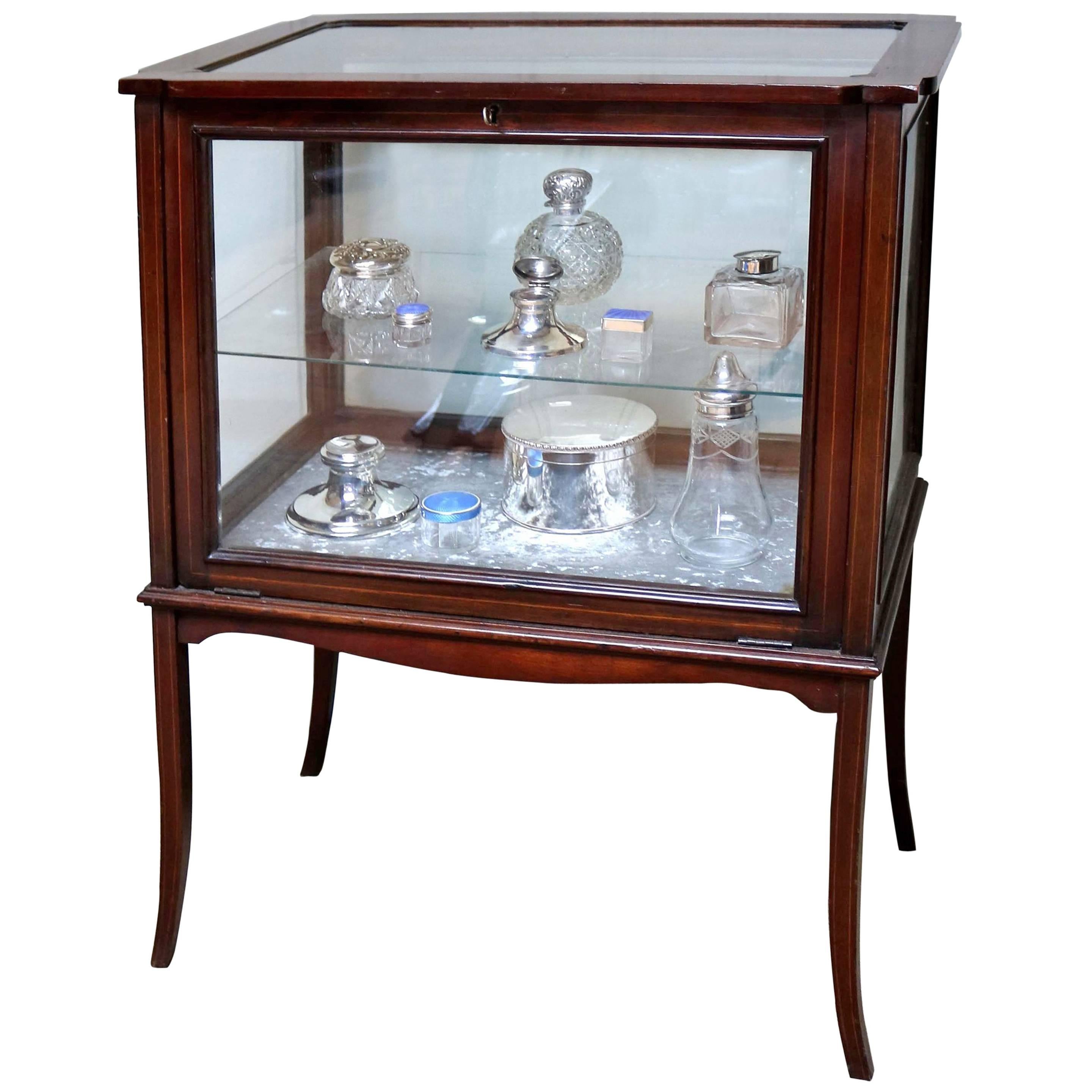 Edwardian Mahogany Bijouterie Display Cabinet For Sale