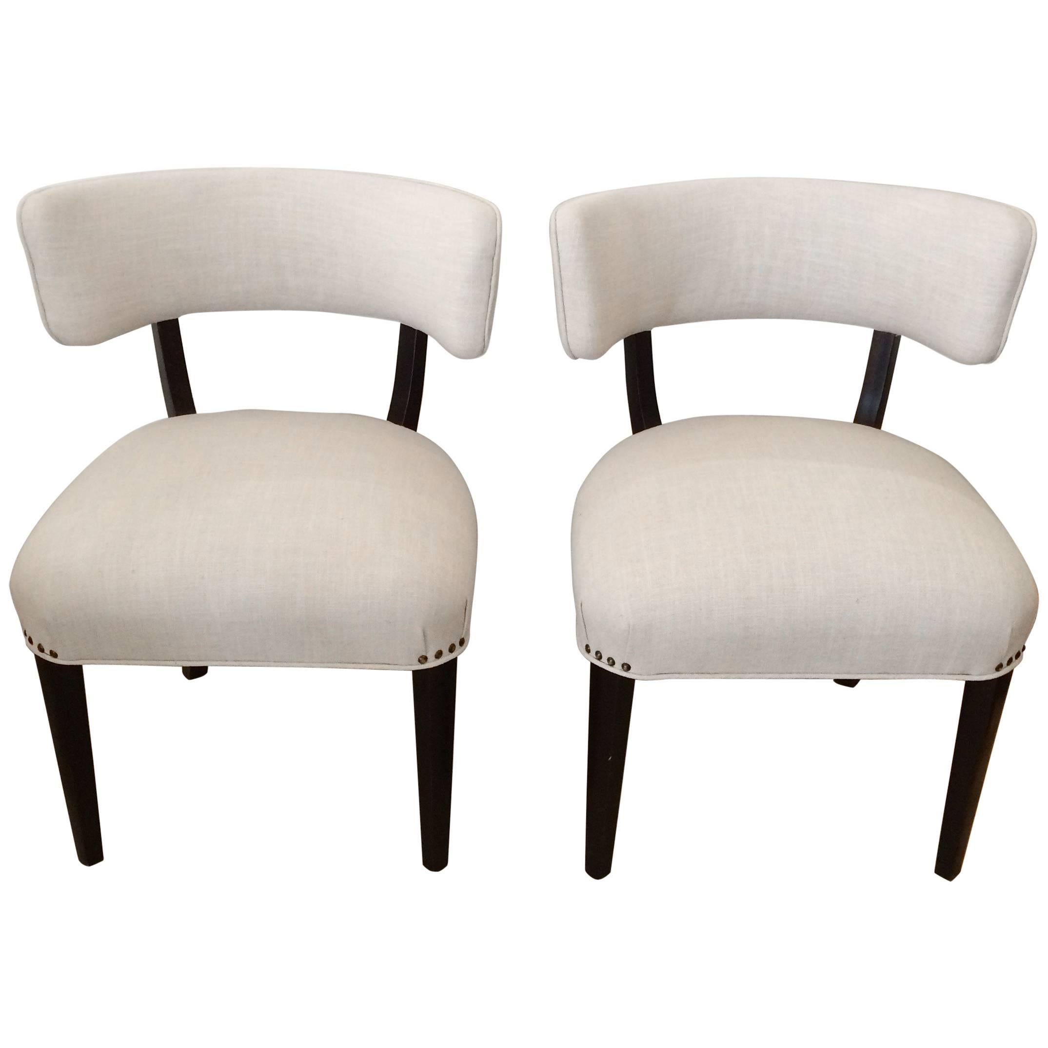 Super Stylish Mid-Century Modern Pair of Klismos Club Lounge Chairs
