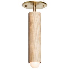 Workstead Lodge Flush Mount in Natural Oak and Brass