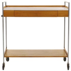 George Nelson Rolling Serving Bar or Tea Cart with Slide Out Shelf