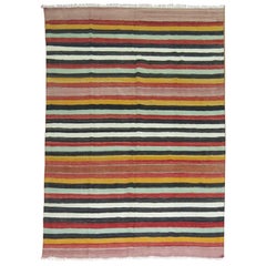 Vintage Turkish Striped Kilim 11